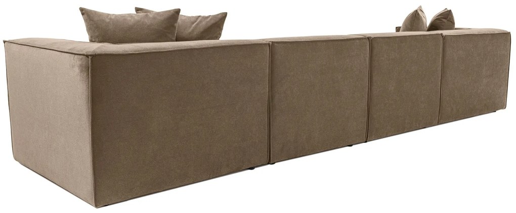 Rohová pohovka Sora s rámom zo 100% hrabového dreva 430 x 102 cm, pravá, hnedá