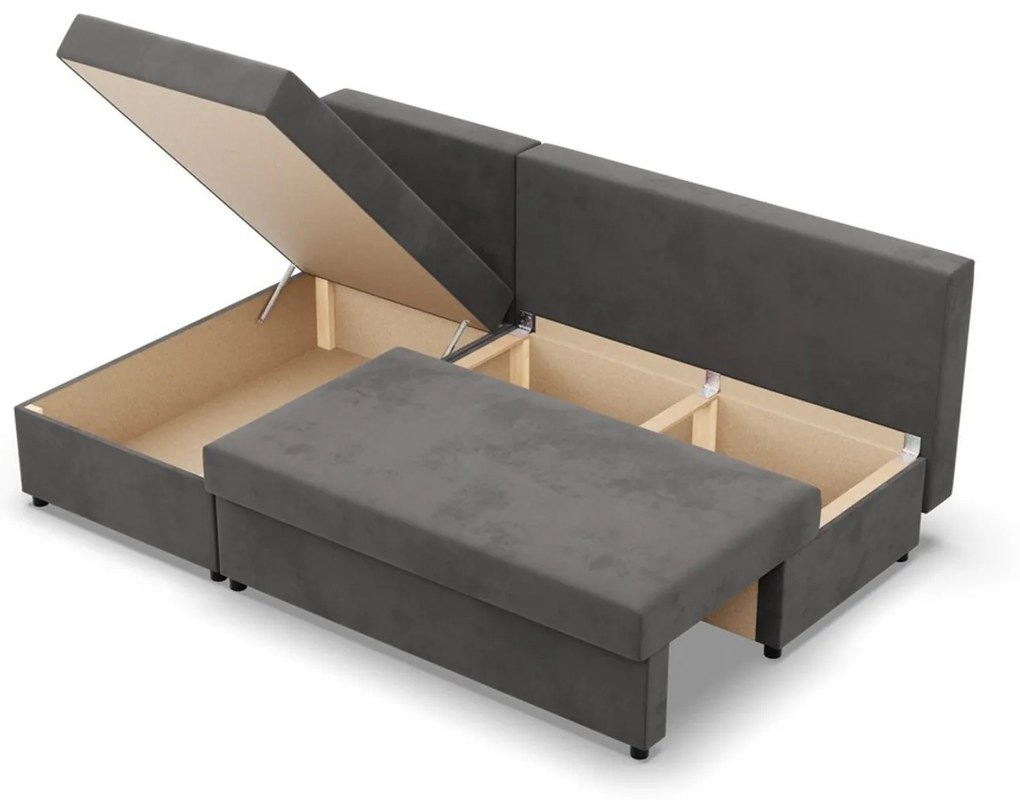 Rohová rozkladacia sedacia súprava DELI Sivá/biela