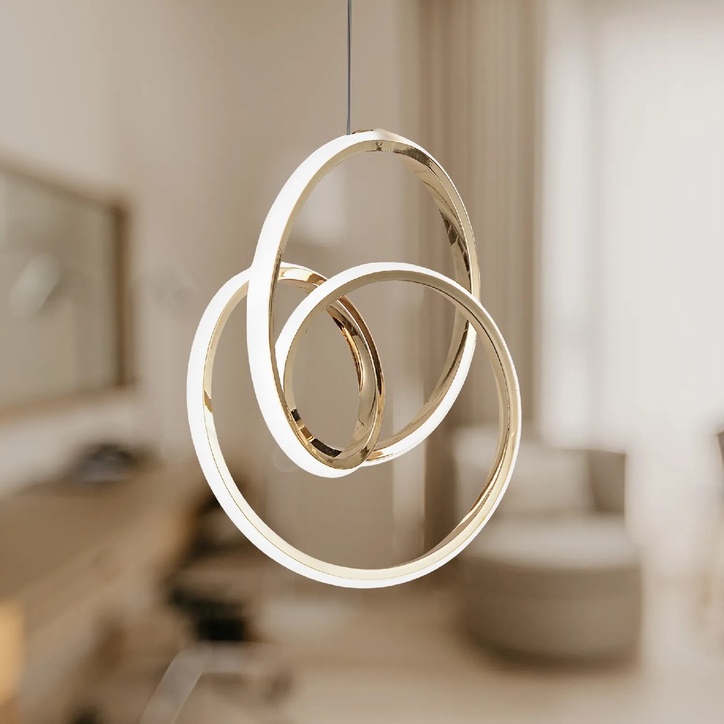 Toolight Toolight, LED závesné svietidlo 25x30cm, 24W, 4000K, G076-1CP, zlatá lesklá, OSW-08650