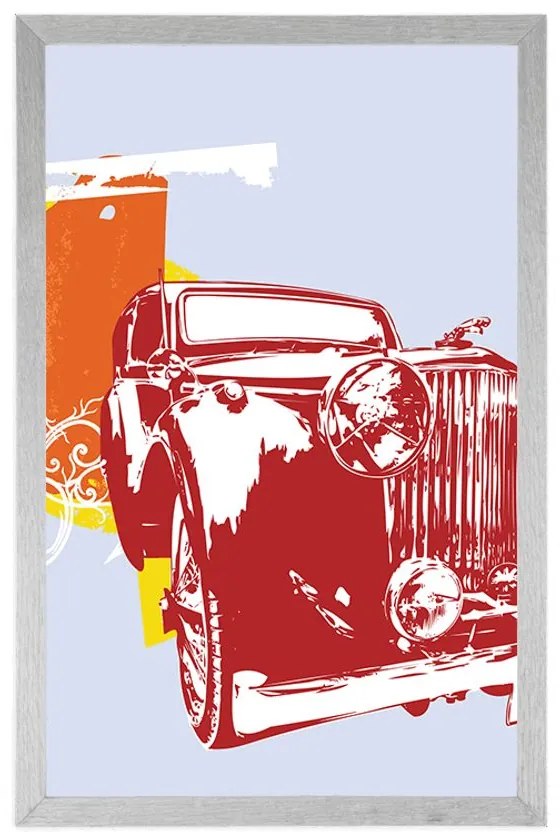 Plagát retro auto s abstrakciou - 60x90 silver