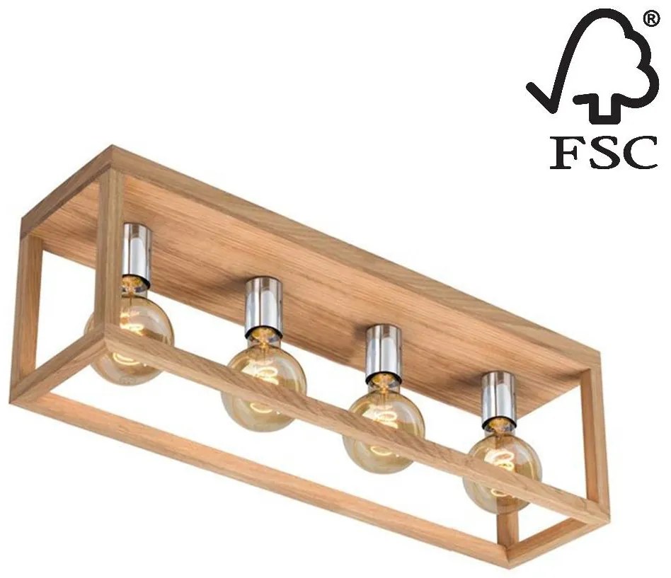 Spot-Light 9158474L - Stropné svietidlo KAGO 4xE27/60W/230V matný dub