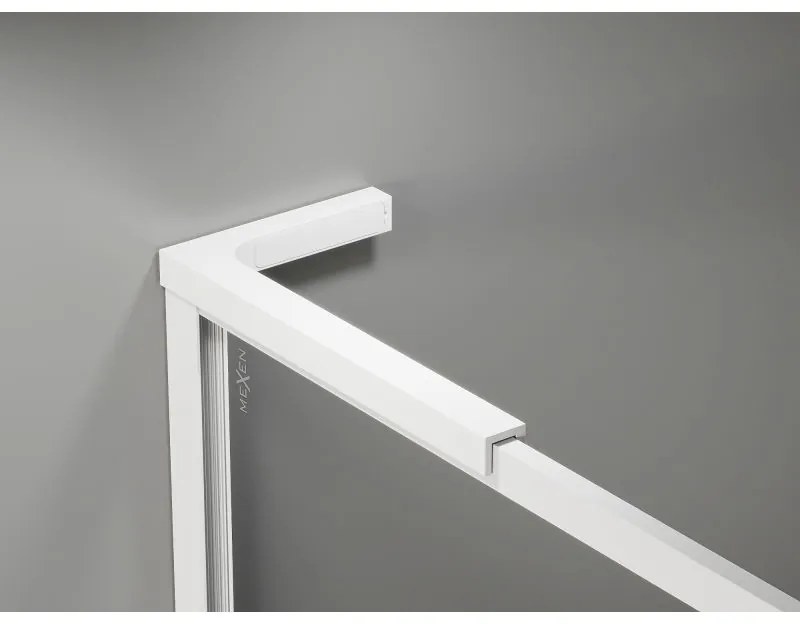 Mexen, Mexen Kioto-XF L sprchová stena s rámom 120 x 202 cm, priehľadná 10 mm, biela - 800-120-174-20-00-XF