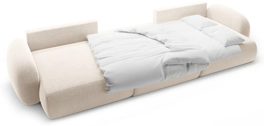 Krémovobiela ženilková rozkladacia/s úložným priestorom rohová pohovka (do tvaru "U") Tonale – Cosmopolitan Design