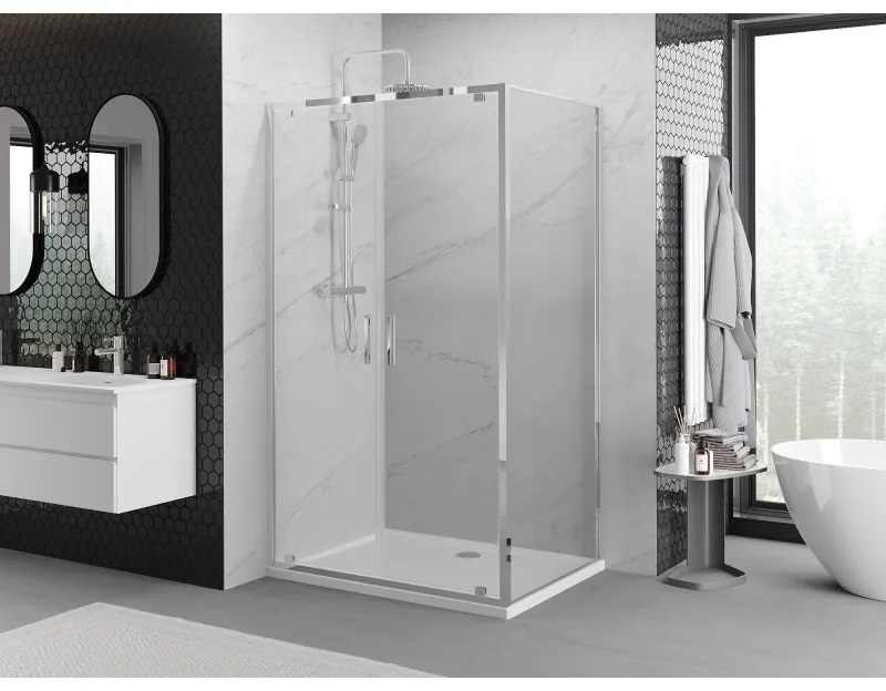 Mexen Exo, sprchovací kút s krídlovými dverami 70 x 75 cm, 6mm číre sklo, chrómový profil, 8182-070-075-01-00