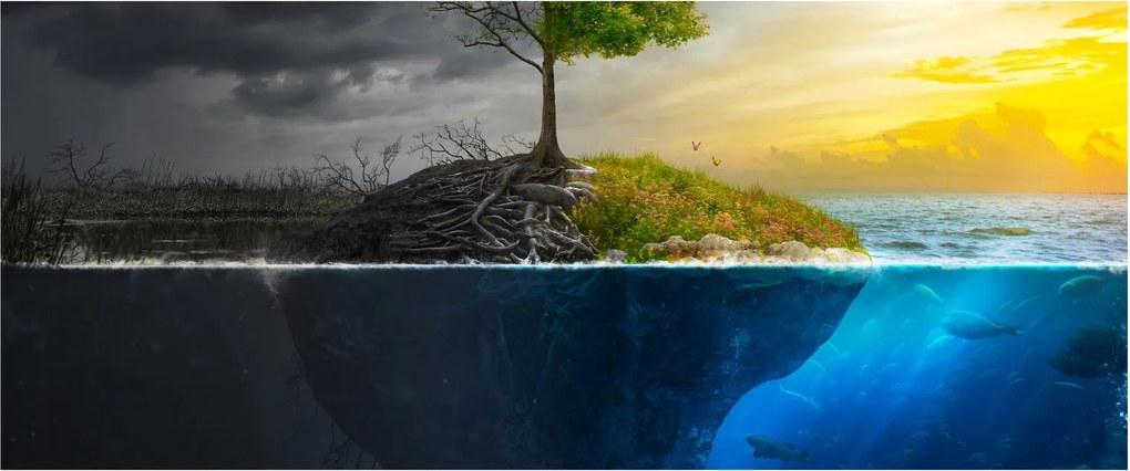 Obraz znázorňujúci dve strany (120x50 cm)