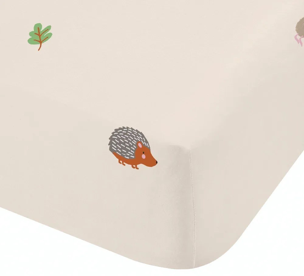 Béžová napínacia detská plachta na dvojlôžko 135x190 cm Fox and Woodland Friends – Catherine Lansfield