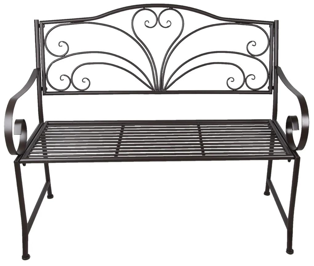 Tmavá kovová záhradné lavička Cecile - 117 * 50 * 98 cm