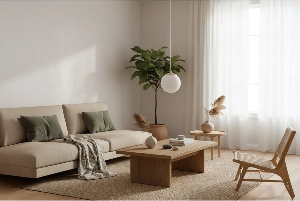 Závesné svietidlo Florence, 1x biele sklenené tienidlo, g