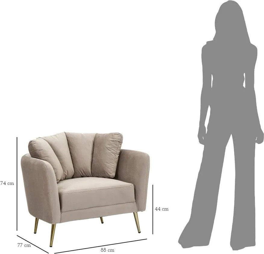 Taupe zamatové kreslo Kiev – Mauro Ferretti