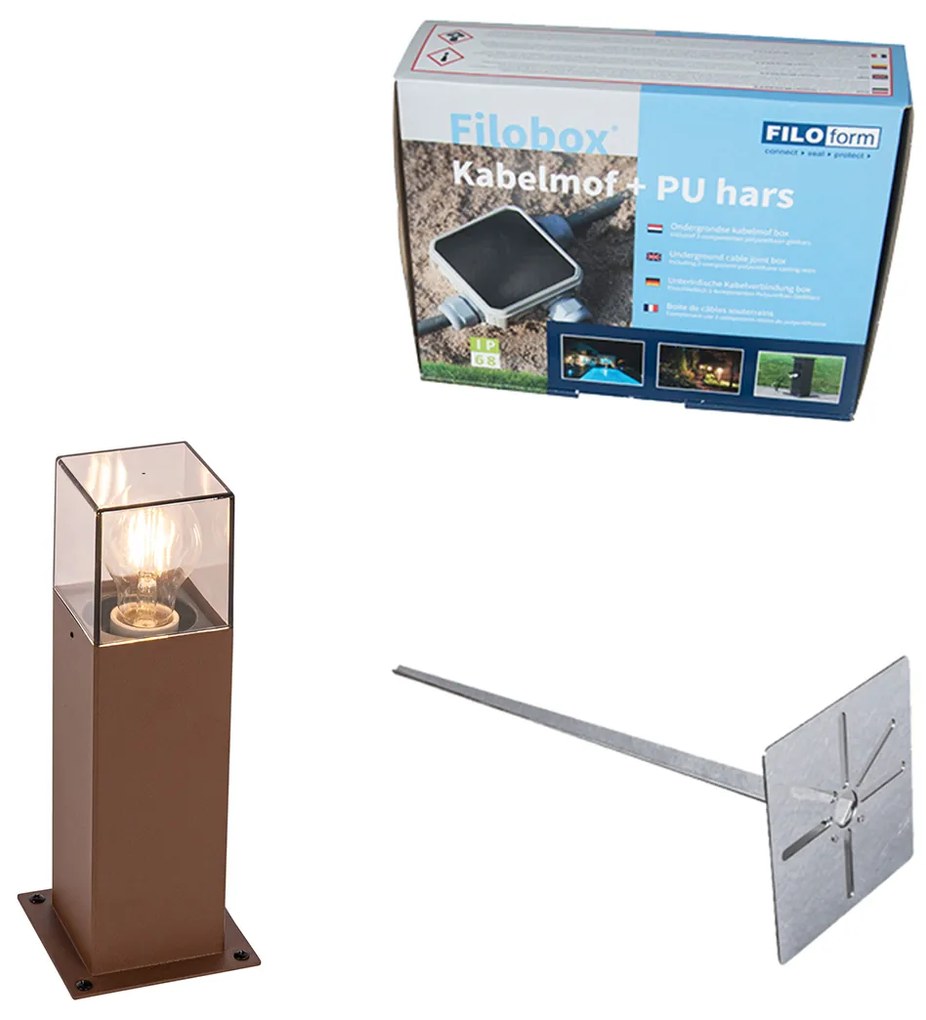 Vonkajšia lampa 30 cm hrdzavohnedá so zemným kolíkom a káblovou objímkou - Denmark