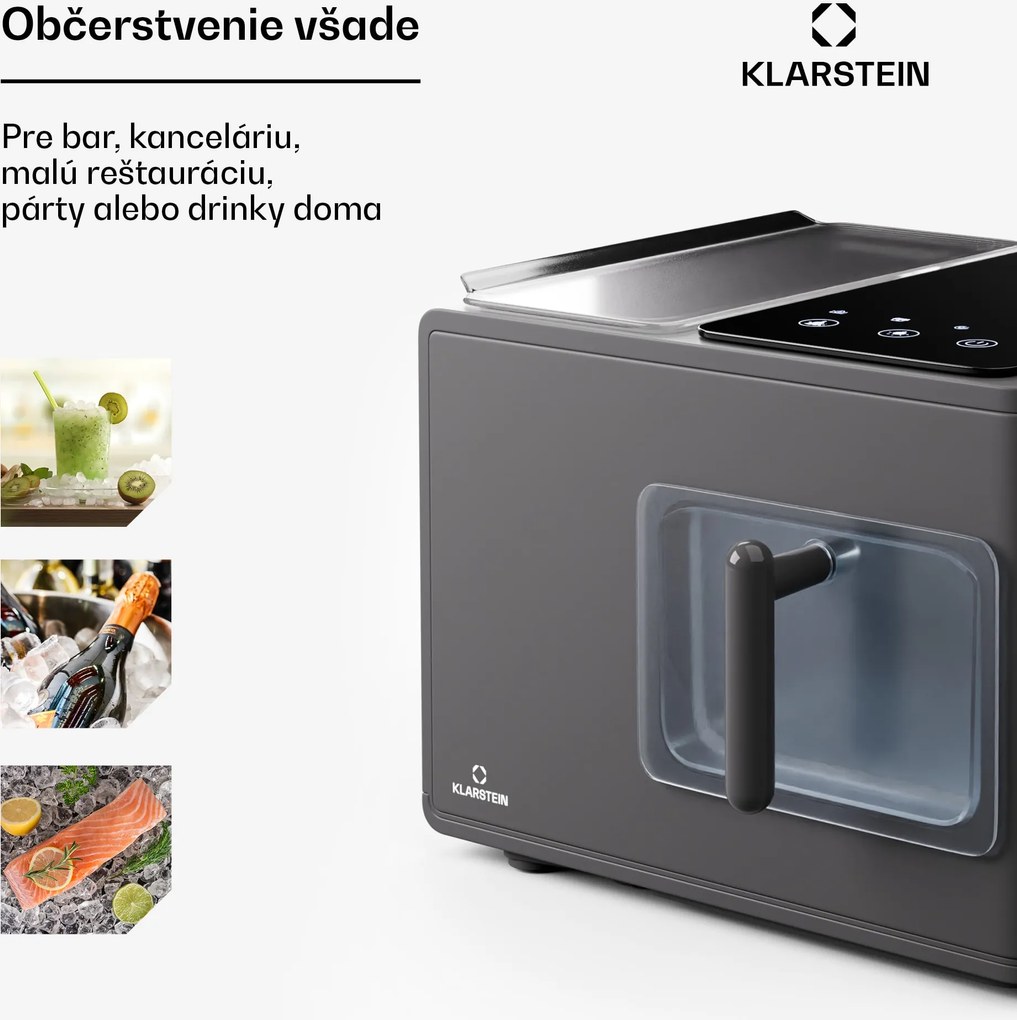 Klarstein Výrobník ľadu, Glacial Pro Nugget, zariadenie na výrobu kociek ľadu