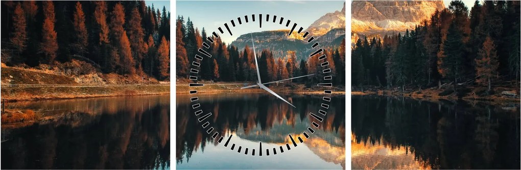 Obraz - Alpy, Taliansko, Dolomity, Lago Antorno (s hodinami) (90x30 cm)