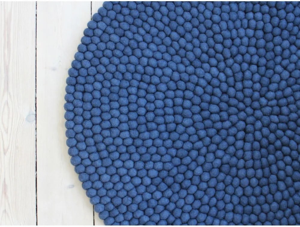 Modrý guľôčkový vlnený koberec Wooldot Ball rugs, ⌀ 120 cm