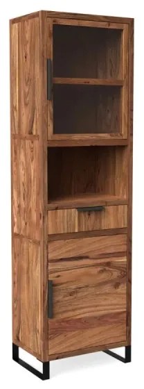 furniture-nabytek.cz - Masívna vitrína Sydney z akáciového dreva, lakovaná, hnedá – 50×45×185 cm