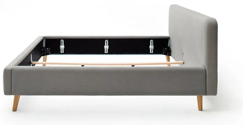 Sivá čalúnená dvojlôžková posteľ bez roštu 180x200 cm Mattis – Meise Möbel