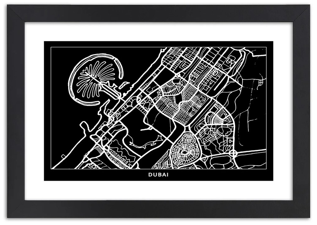 Gario Plagát City plan Dubai Farba rámu: Bez rámu, Rozmery: 45 x 30 cm