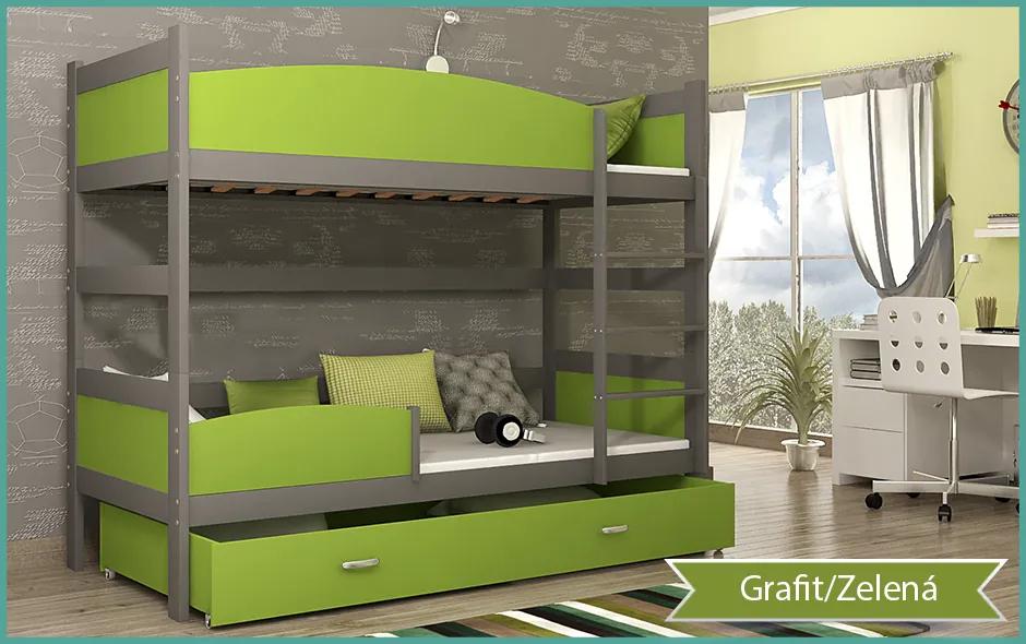 GL Swing 2 Grafit MDF poschodová posteľ s boxom 184x80 Farba: Zelená