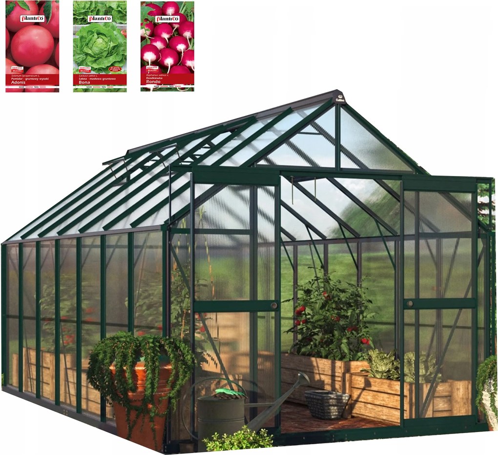 Skleník z polykarbonátu záhradný 3x4 zasúvací silný 429x244 cm 4x3 zelený