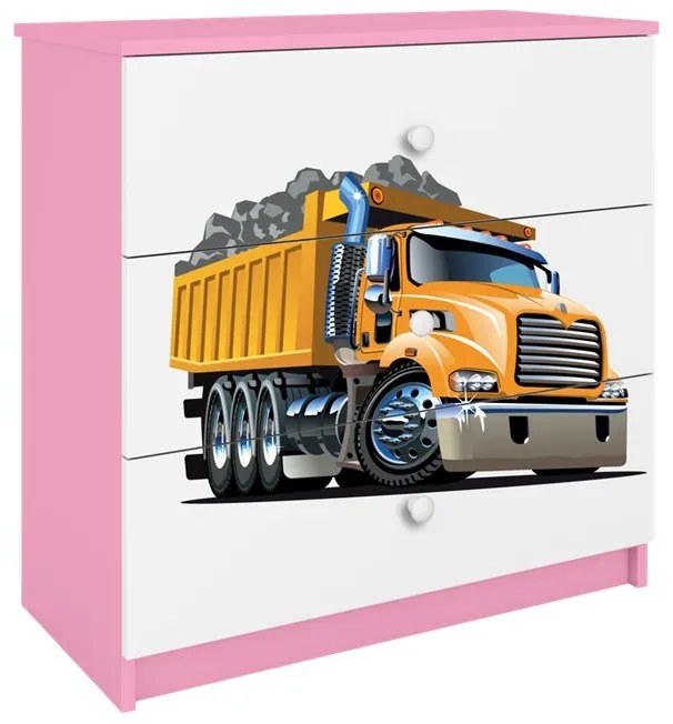 Komoda Babydreams 80 cm nákladné auto ružová