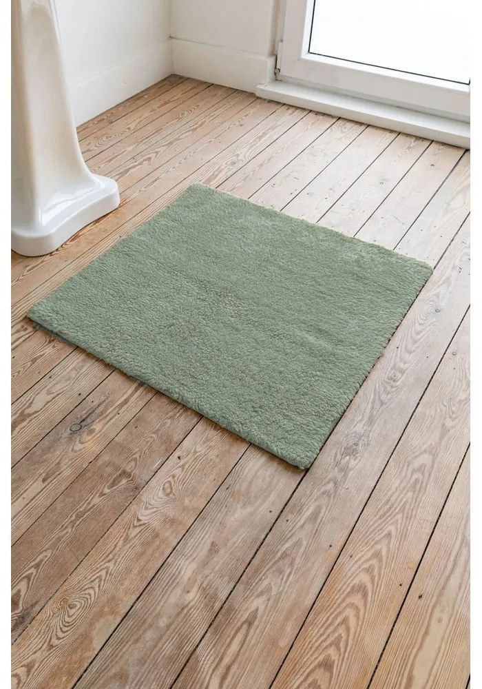 Zelená bavlnená kúpeľňová predložka Tiseco Home Studio Luca, 60 x 60 cm