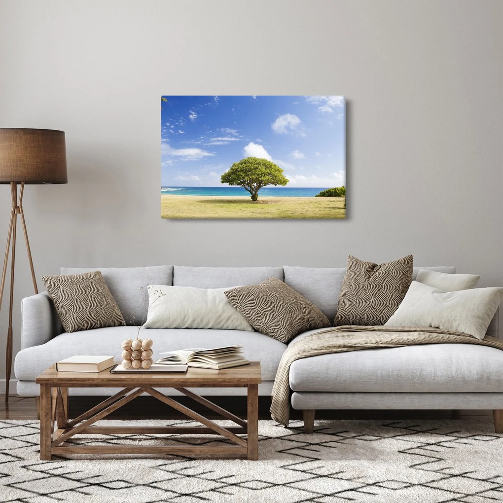 Obraz pláže so stromom (90x60 cm)