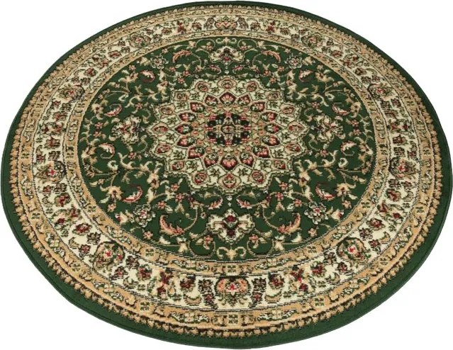 Zelený okrúhly koberec Atlas PP – nízky vlas, Turecko Rozmer: 140x140 cm