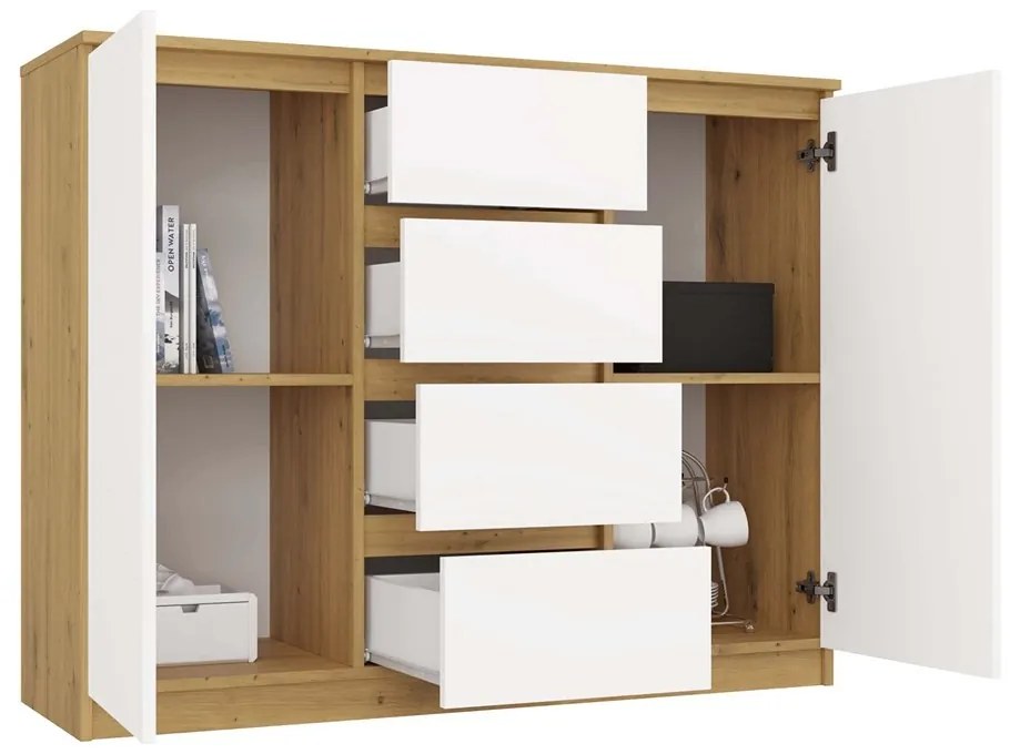 Komoda Malwa 2D4S 120 cm dub artisan/biela