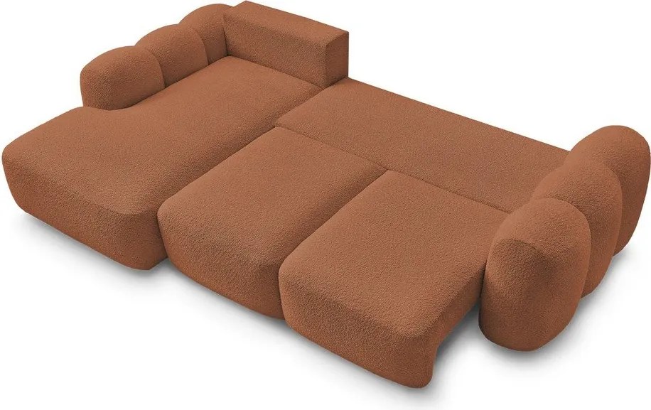 Oranžová rozkladacia/s úložným priestorom rohová pohovka z textílie buklé (ľavý roh/s leňoškou) Montaigne – Bobochic Paris