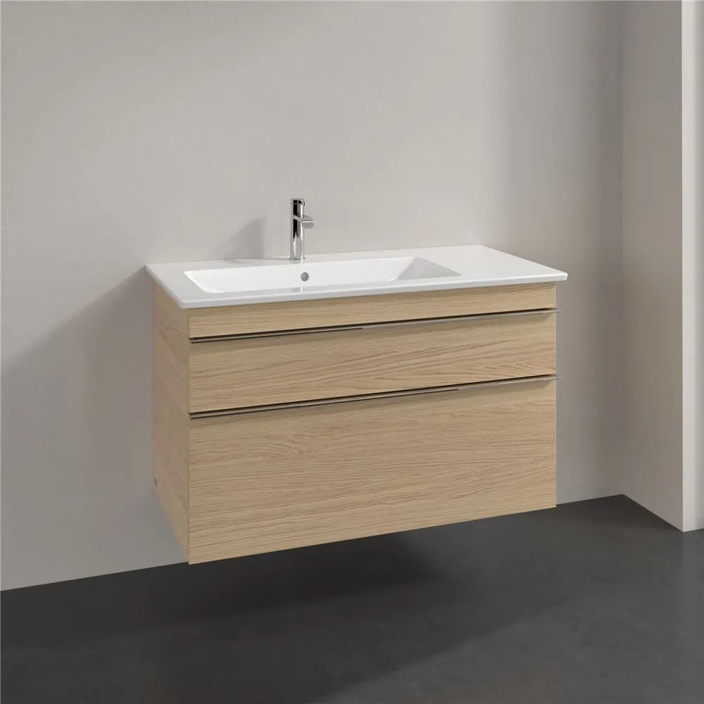 VILLEROY &amp; BOCH Venticello závesná skrinka pod asymetrické umývadlo (ľavé), 2 zásuvky, 953 x 502 x 590 mm, Nordic Oak, A92701VJ