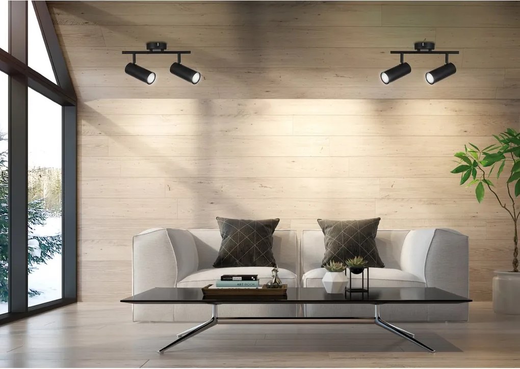 Candellux Čierne stropné svietidlo Colly pre žiarovku 2x GU10 92-01665