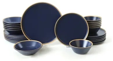24-dielna jedálenská súprava, modrá/zlatá, keramika