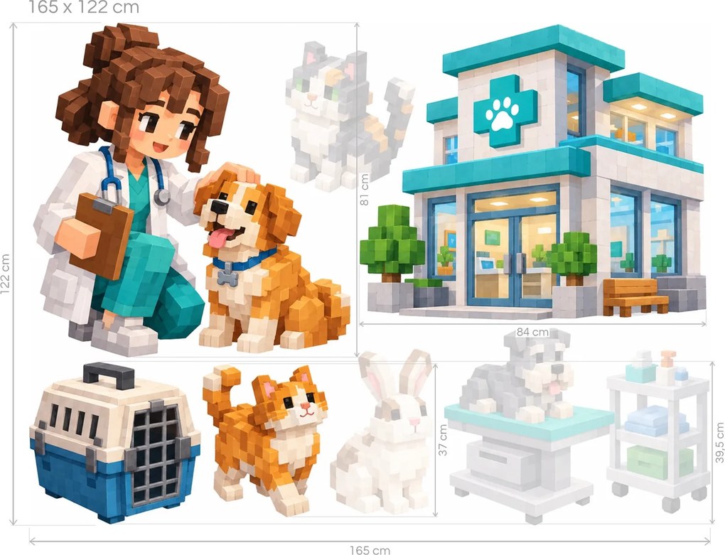 Minecraft Veterinářka a zvířátka na klinice arch 46 x 34 cm
