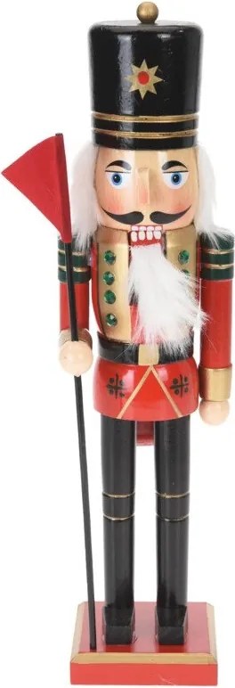 Luskáčik v červeno-zelenom oblečení so zástavou 38 cm