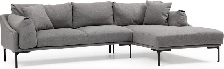 Sivá rohová pohovka Artie Leo, pravý roh