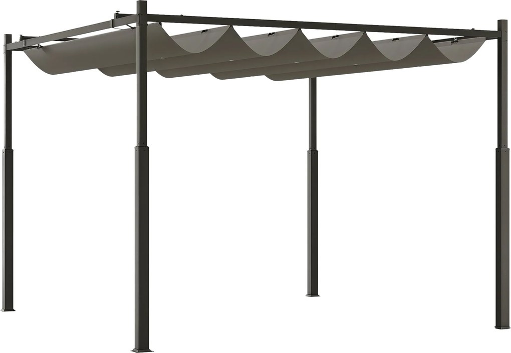 Outsunny sťahovacia pergola 3 × 3 m (298 × 298 × 230 cm) — 180 g/m² polyester, UPF30+, magnetické upevnenie | Aosom