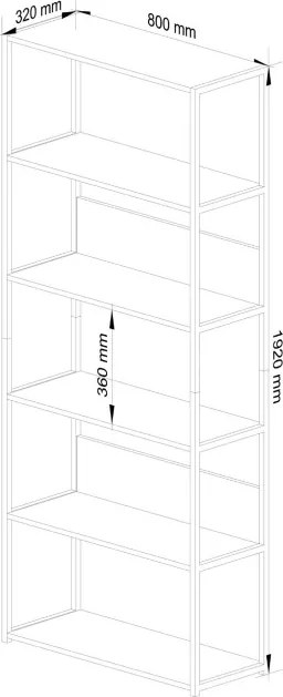 Policový regál 800 čierny / dub sonoma