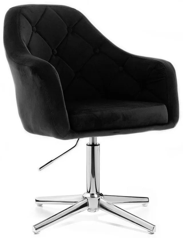 LuxuryForm DESIGN Kreslo ANDORA VELUR na striebornom kríži - čierne