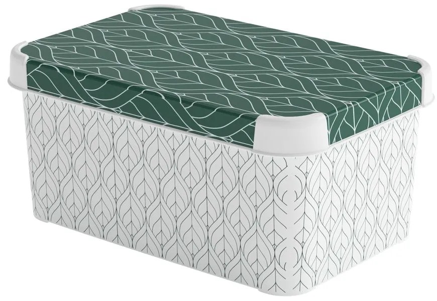 Biely/zelený plastový úložný box s vekom 29,5x19,5x13,5 cm S – Curver