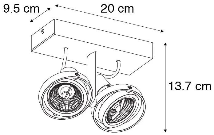 Moderné bodové svetlo biele 2-žiarovkové - Master 70