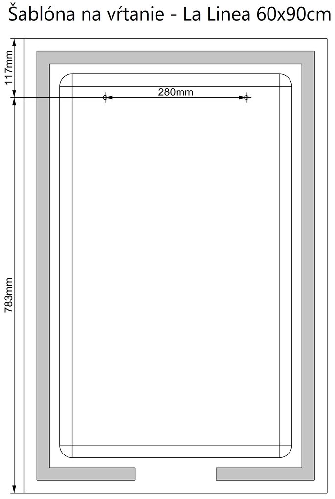 LED zrkadlo La Linea 60x90cm neutrálna biela - dotykový spínač