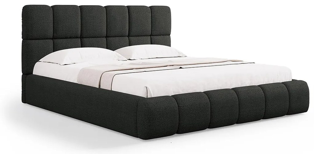 Micadoni Bellis moderná posteľ - Čierna, Bouclé, 180 cm