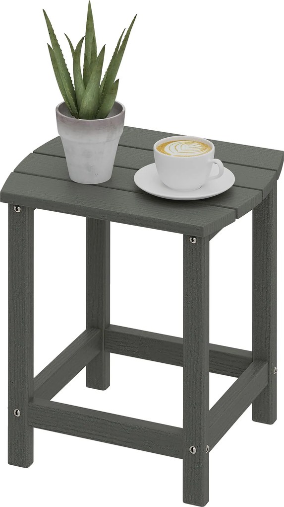 Outsunny terasový stolík 48 × 37 × 46 cm, vodeodolný HDPE, balkónový stolík, sivý | Aosom