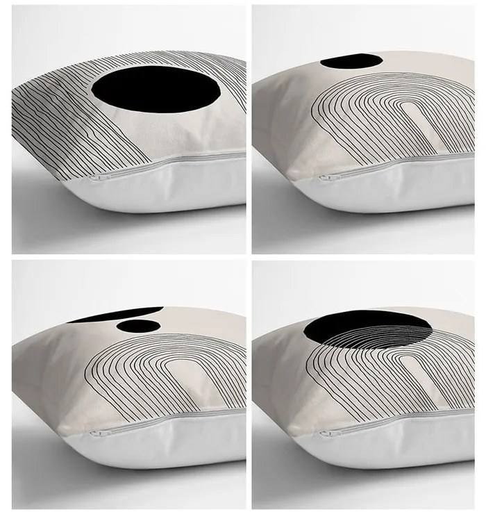 Čierno-béžové obliečky na vankúše v súprave 4 ks 43x43 cm - Minimalist Cushion Covers