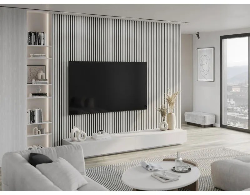 Mexen Lam-F, akustické stenové lamely 275 × 31,5 cm, filc 6 mm, biela lesklá, S105-275317-2812-054