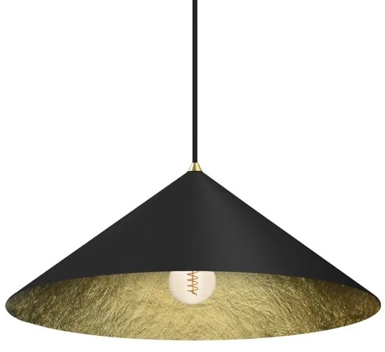 Luster na lanku FUJI 1xE27/60W/230V pr. 50 cm čierna/zlatá