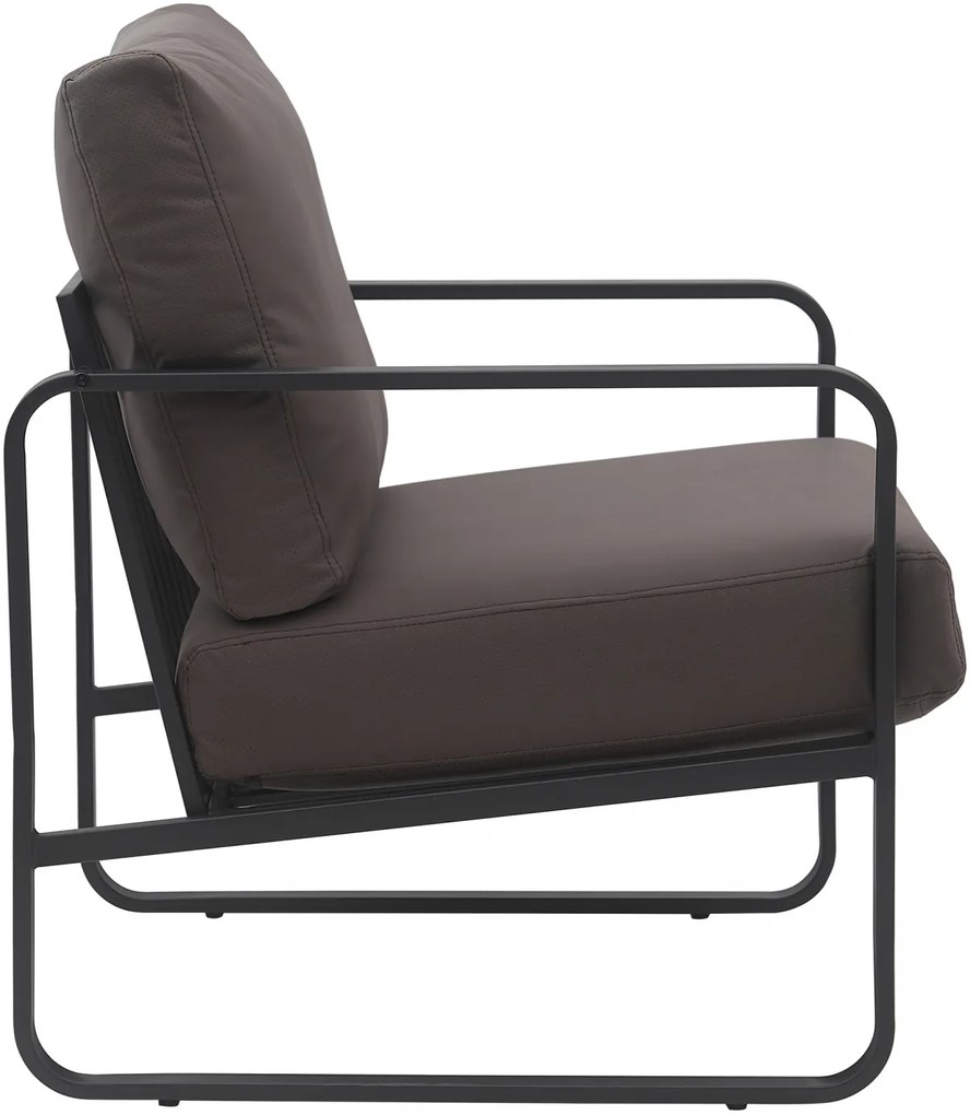Design-Shop Kreslo Manea - koženka / kov - Hnedá