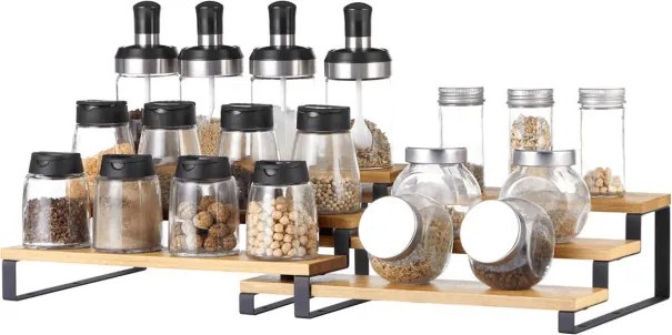 Set dvoch kuchynských bambusových políc AUK-E1016 NAT (2 ks)