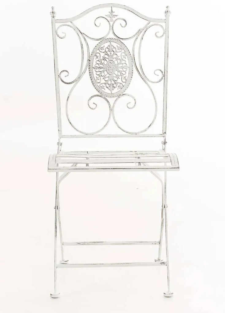 Kovová skladacia stolička Sibell - Biela antik