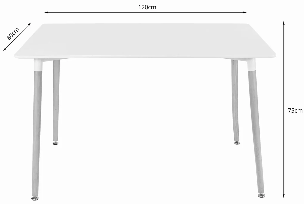 Jedálenský set 1 + 4, stôl ADRIA 120x80cm biely + stoličky BALI MARK čierna