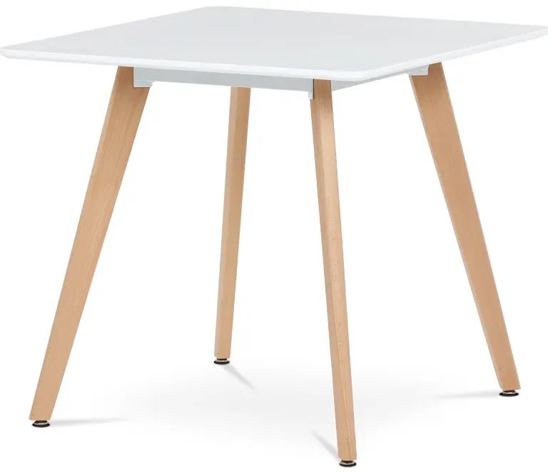 Stůl jídelní, 80x80x74 cm, MDF, masiv / kovová konstrukce, bílá